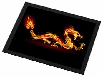Stunning Fire Flame Dragon on Black Black Rim High Quality Glass Placemat