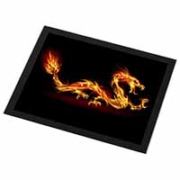 Stunning Fire Flame Dragon on Black Black Rim High Quality Glass Placemat