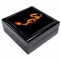 Stunning Fire Flame Dragon on Black Keepsake/Jewellery Box