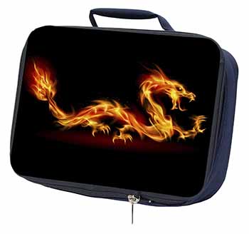Stunning Fire Flame Dragon on Black Navy Insulated School Lunch Box/Picnic Bag