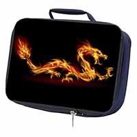 Stunning Fire Flame Dragon on Black Navy Insulated School Lunch Box/Picnic Bag