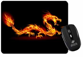 Stunning Fire Flame Dragon on Black Computer Mouse Mat