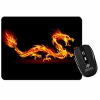 Stunning Fire Flame Dragon on Black Computer Mouse Mat