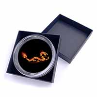 Stunning Fire Flame Dragon on Black Glass Paperweight in Gift Box