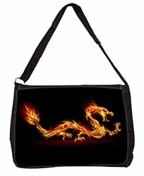 Stunning Fire Flame Dragon on Black Large Black Laptop Shoulder Bag School/Colle