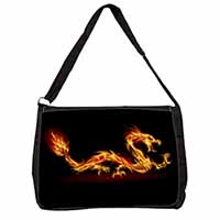 Stunning Fire Flame Dragon on Black Large Black Laptop Shoulder Bag School/Colle