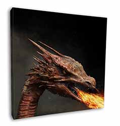 Fierce Fire Flame Mouth Dragon Square Canvas 12"x12" Wall Art Picture Print
