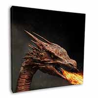 Fierce Fire Flame Mouth Dragon Square Canvas 12"x12" Wall Art Picture Print