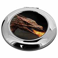 Fierce Fire Flame Mouth Dragon Make-Up Round Compact Mirror
