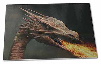 Large Glass Cutting Chopping Board Fierce Fire Flame Mouth Dragon