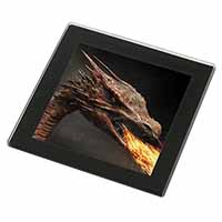 Fierce Fire Flame Mouth Dragon Black Rim High Quality Glass Coaster