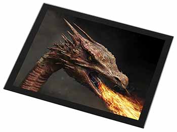 Fierce Fire Flame Mouth Dragon Black Rim High Quality Glass Placemat