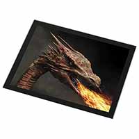 Fierce Fire Flame Mouth Dragon Black Rim High Quality Glass Placemat