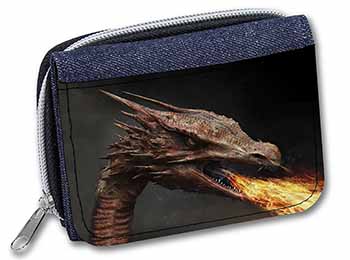 Fierce Fire Flame Mouth Dragon Unisex Denim Purse Wallet