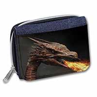Fierce Fire Flame Mouth Dragon Unisex Denim Purse Wallet