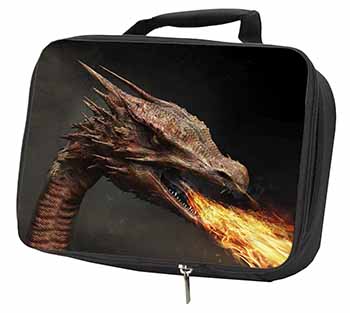Fierce Fire Flame Mouth Dragon Black Insulated School Lunch Box/Picnic Bag