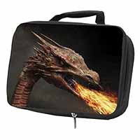 Fierce Fire Flame Mouth Dragon Black Insulated School Lunch Box/Picnic Bag