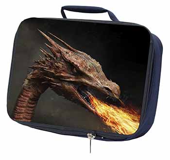 Fierce Fire Flame Mouth Dragon Navy Insulated School Lunch Box/Picnic Bag
