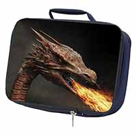 Fierce Fire Flame Mouth Dragon Navy Insulated School Lunch Box/Picnic Bag