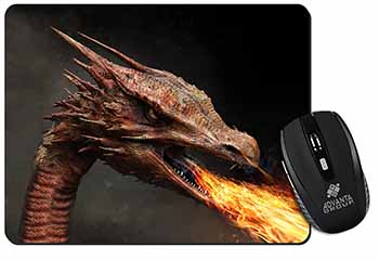 Fierce Fire Flame Mouth Dragon Computer Mouse Mat