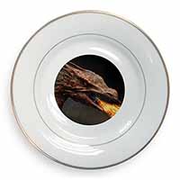 Fierce Fire Flame Mouth Dragon Gold Rim Plate Printed Full Colour in Gift Box