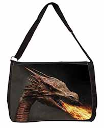 Fierce Fire Flame Mouth Dragon Large Black Laptop Shoulder Bag School/College