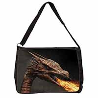 Fierce Fire Flame Mouth Dragon Large Black Laptop Shoulder Bag School/College