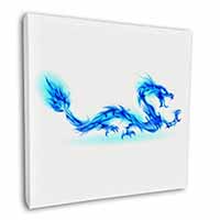 Blue Flame Dragon Square Canvas 12"x12" Wall Art Picture Print