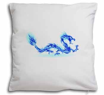 Blue Flame Dragon Soft White Velvet Feel Scatter Cushion