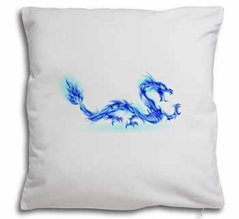 Blue Flame Dragon Soft White Velvet Feel Scatter Cushion