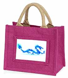 Blue Flame Dragon Little Girls Small Pink Jute Shopping Bag