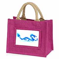 Blue Flame Dragon Little Girls Small Pink Jute Shopping Bag