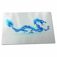 Large Glass Cutting Chopping Board Blue Flame Dragon