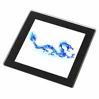Blue Flame Dragon Black Rim High Quality Glass Coaster