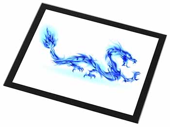 Blue Flame Dragon Black Rim High Quality Glass Placemat