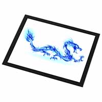 Blue Flame Dragon Black Rim High Quality Glass Placemat
