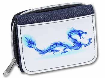 Blue Flame Dragon Unisex Denim Purse Wallet