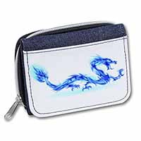 Blue Flame Dragon Unisex Denim Purse Wallet