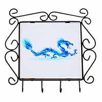 Blue Flame Dragon Wrought Iron Key Holder Hooks