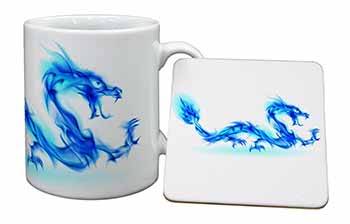 Blue Flame Dragon Mug and Coaster Set