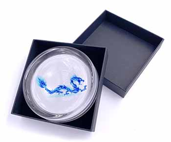Blue Flame Dragon Glass Paperweight in Gift Box