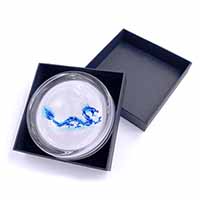 Blue Flame Dragon Glass Paperweight in Gift Box