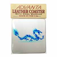 Blue Flame Dragon Single Leather Photo Coaster