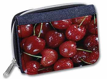 Red Cherries Print Unisex Denim Purse Wallet