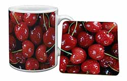 Red Cherries Print Mug and Coaster Set