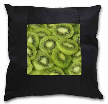 Kiwi Fruit Black Satin Feel Scatter Cushion