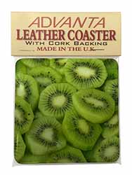 Kiwi Fruit Single Leather Photo Coaster