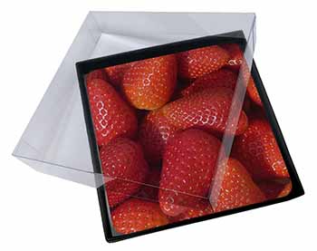 4x Strawberries Print Picture Table Coasters Set in Gift Box