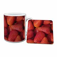 Strawberries Print Mug and Coaster Set