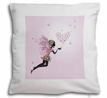 Fairy with Butterflies Soft White Velvet Feel Scatter Cushion